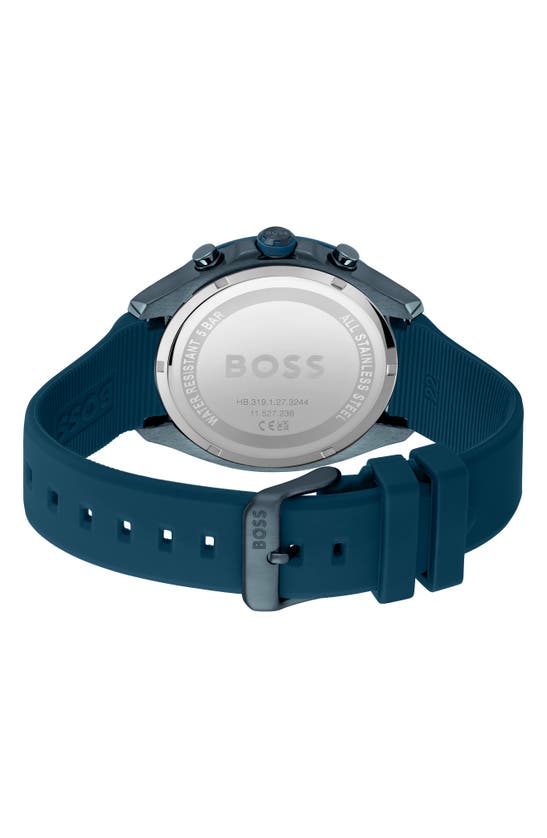Shop Hugo Boss Velocity Chronograph Silicone Strap Watch, 44mm In Blue