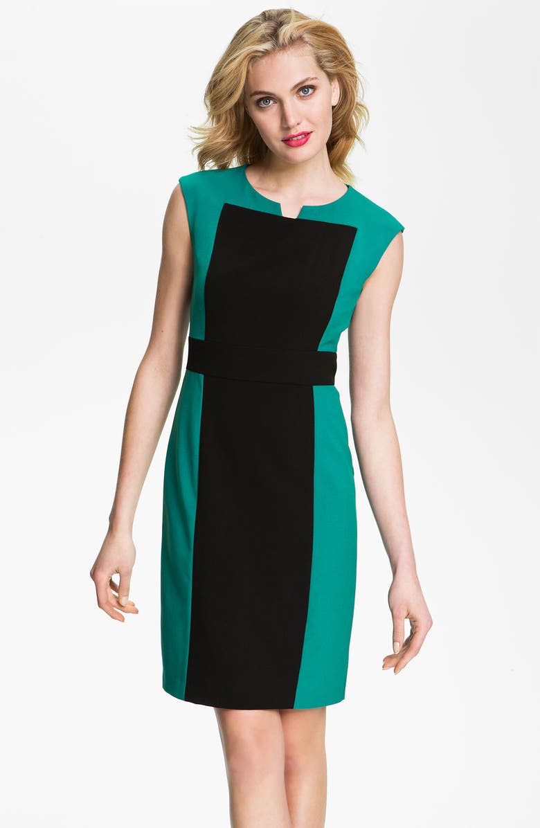 Calvin Klein Contrast Panel Woven Sheath Dress | Nordstrom