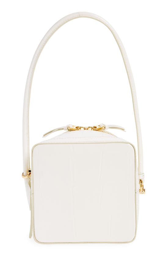 Shop Jacquemus Le Vanito Circular & Square Croc Embossed Leather Shoulder Bag In Light Ivory