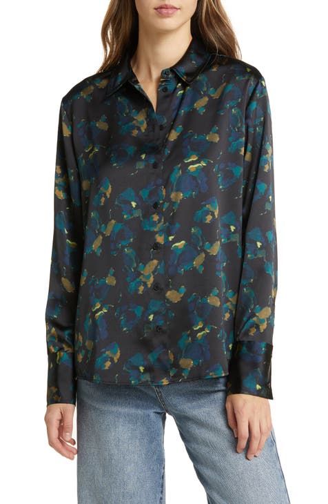Abstract Floral Button-Up Shirt