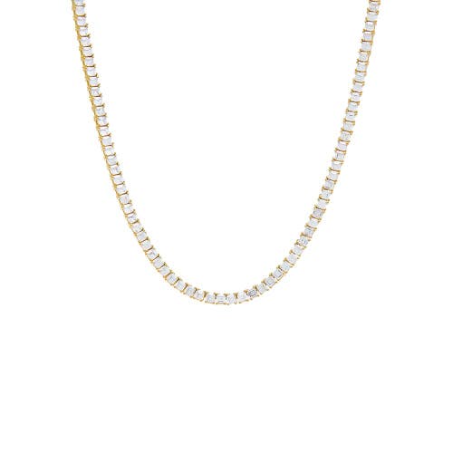 Shop By Adina Eden Cz Princess Cut Tennis Necklace In Gold - 17in