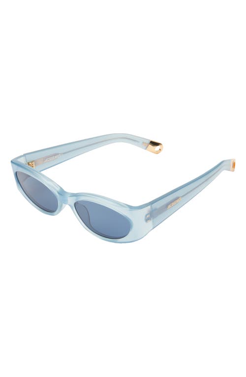 Shop Jacquemus Les Lunettes Oval Sunglasses In Blue Pearl/yellow Gold/navy