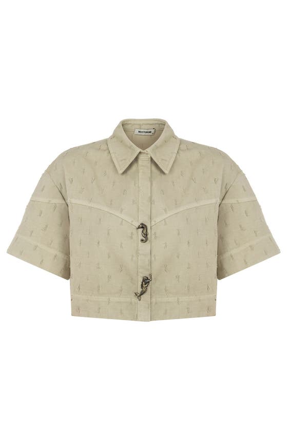 Shop Nocturne Accessory Designed Denim Jacket In Khaki