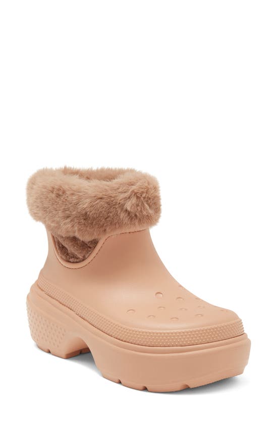 Crocs Stom Faux Fur Lined Boot In Cork