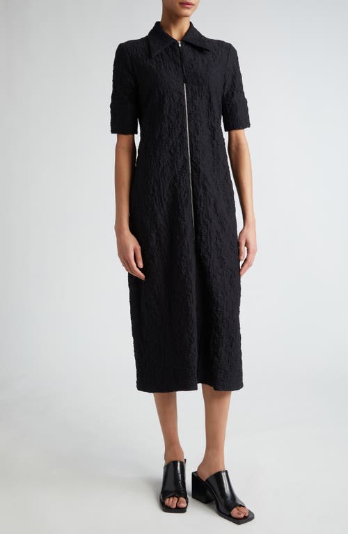 Jil Sander Short Sleeve Cotton Blend Shirtdress in Black at Nordstrom, Size 4 Us