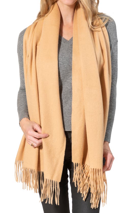 Amicale Cashmere Woven Wrap In Camel