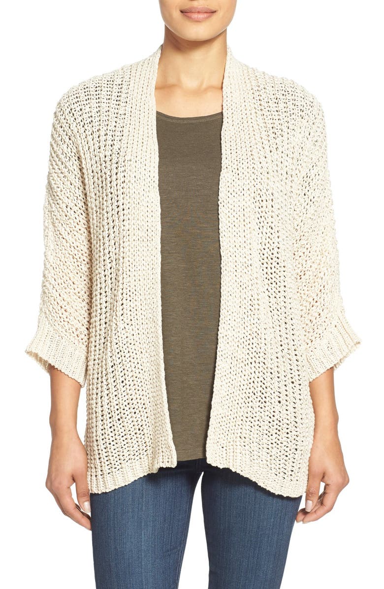 Eileen Fisher Straight Front Cotton Blend Cardigan | Nordstrom