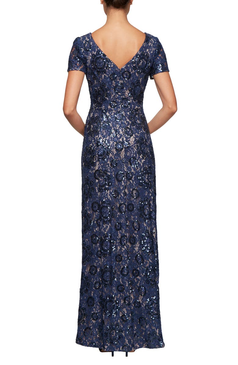 Alex Evenings Embroidered Lace A-Line Gown, Alternate, color, 