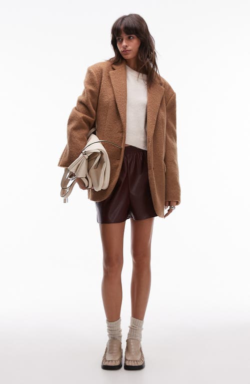 Shop Topshop Brushed Blazer Coat In Beige