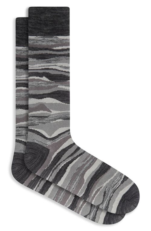 Bugatchi Sand Dunes Mercerized Cotton Blend Dress Socks in Black 