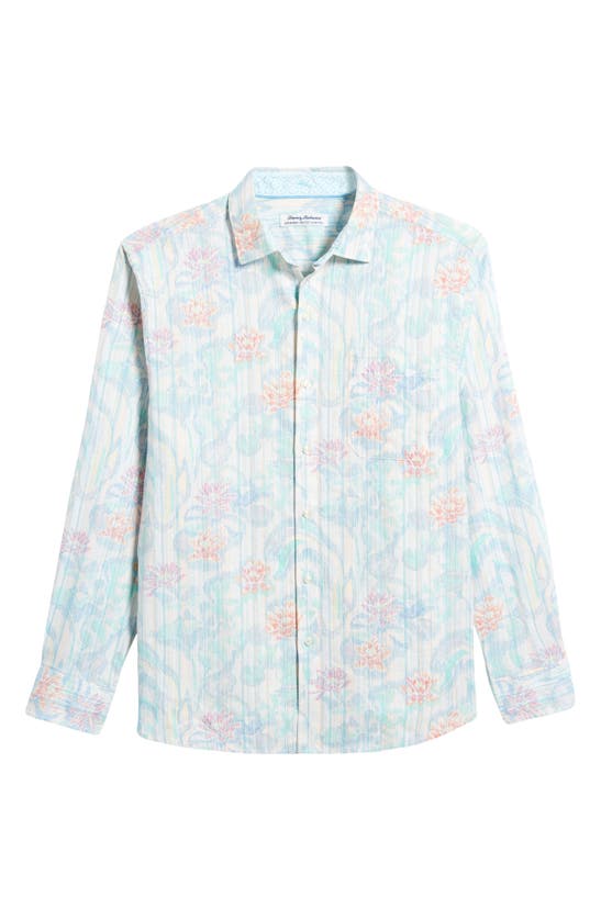 Shop Tommy Bahama Barbados Breeze Why So Koi Linen Button-up Shirt In Bright Peach