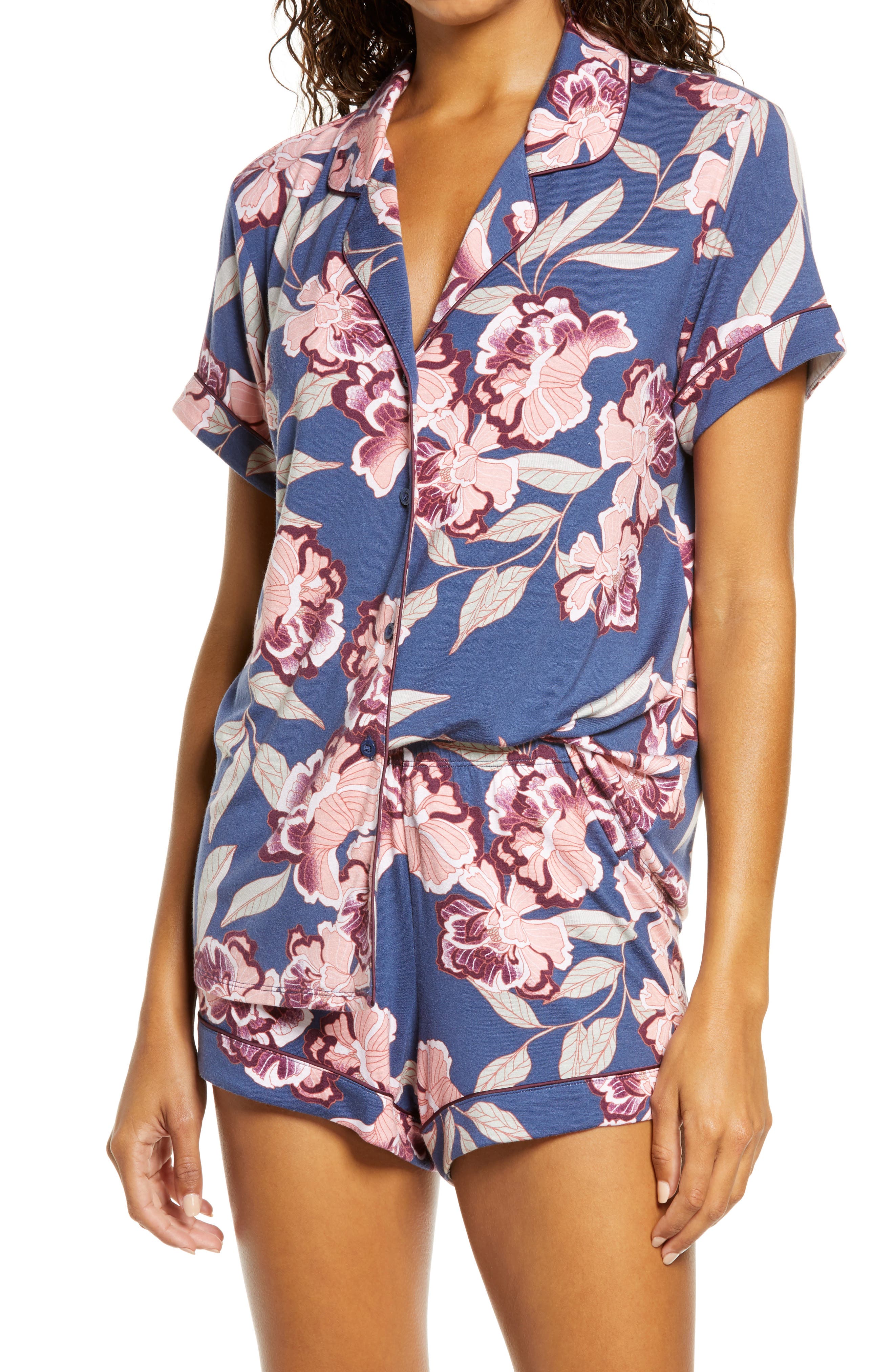 NORDSTROM Moonlight Dream Short Pajamas, Main, color, BLUE SHADOW RYLAN FLORAL