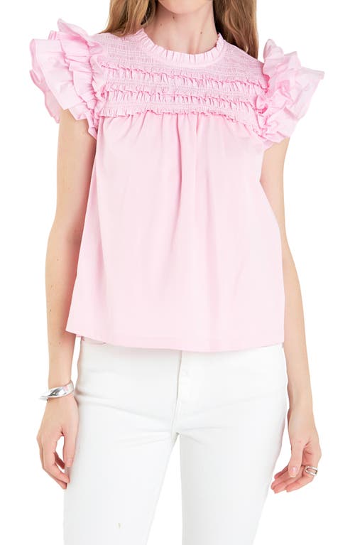 Ruffle Cotton Top in Light Pink