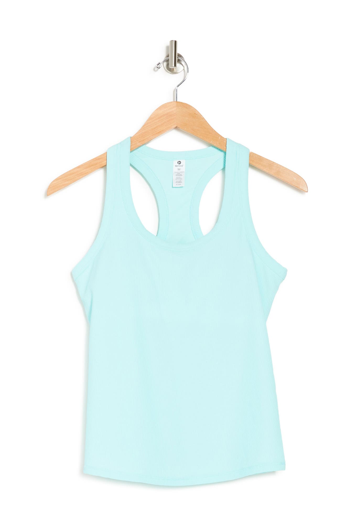 90 Degree By Reflex Ribbed Racerback Tank Top In Turquoise/aqua2