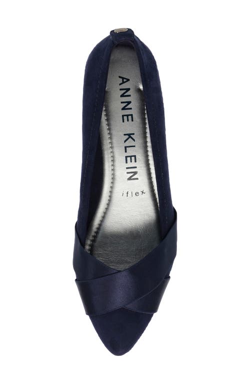 Shop Anne Klein Oalise Pointed Toe Flat In Dark Navy/dark Navy Fabric