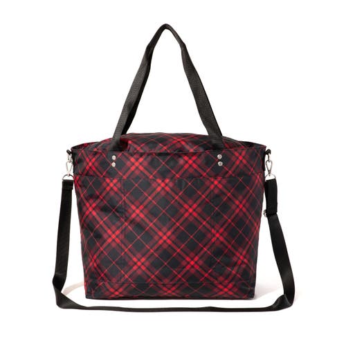 Shop Baggallini Large Carryall  Crossbody Tote Bag In Crimson Tartan