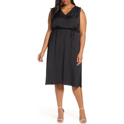 Plus Size Vince Camuto Tie Shoulder Dress, Black