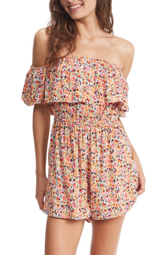 ROXY ANOTHER DAY OFF THE SHOULDER DOT PRINT ROMPER