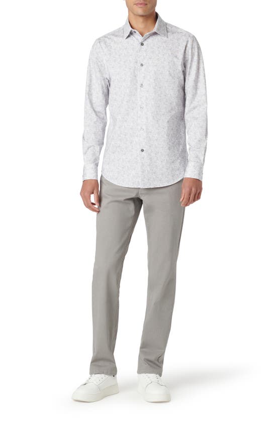 Shop Bugatchi James Ooohcotton® Geometric Print Button-up Shirt In Platinum