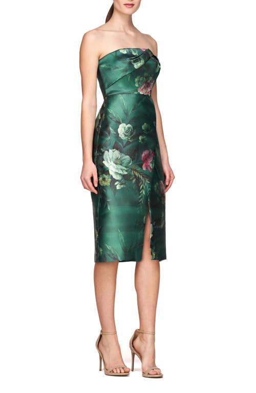 Shop Kay Unger Adeline Strapless Midi Dress In Light Emerald