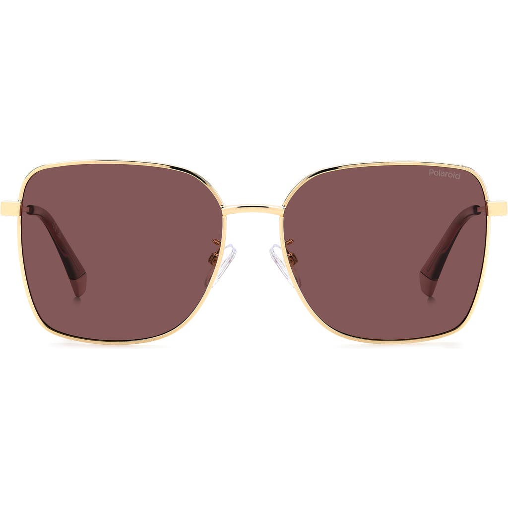 Polaroid 58mm Polarized Rectangular Sunglasses In Brown