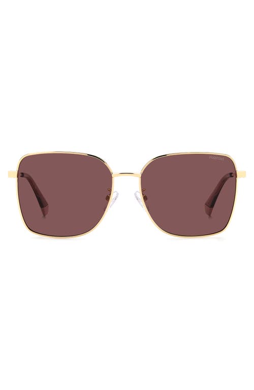 Shop Polaroid 58mm Polarized Rectangular Sunglasses In Gold Burgundy/violet Polar