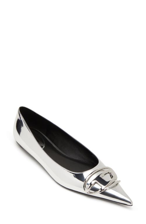 DIESEL Pointy Toe Ballet Flat Silver at Nordstrom,