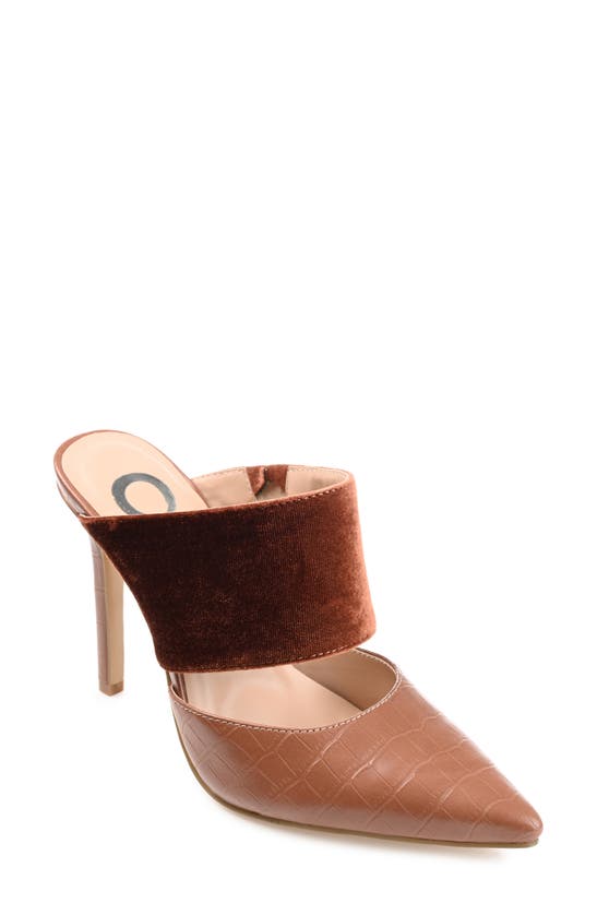 Journee Collection Sutonn Croc Embossed Mule Pump In Brown