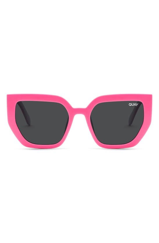 Shop Quay Contoured 45mm Polarized Cat Eye Sunglasses In Hot Pink/ Black Polarized
