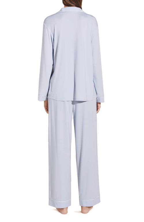 Eberjey Charcoal Heather Gisele Long Pajama Set In Ice Blue/ivory