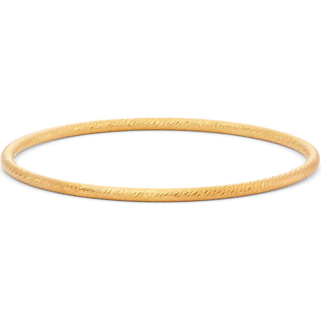 Fzn 14k Gold Plate Sterling Silver Textured Bangle Bracelet In Yellow