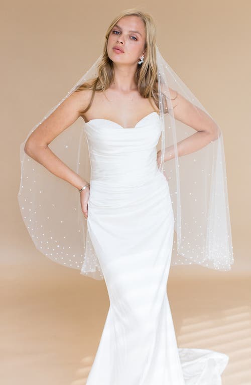 Brides And Hairpins Brides & Hairpins Nebula Imitation Pearl & Crystal Fingertip Veil In Ivory