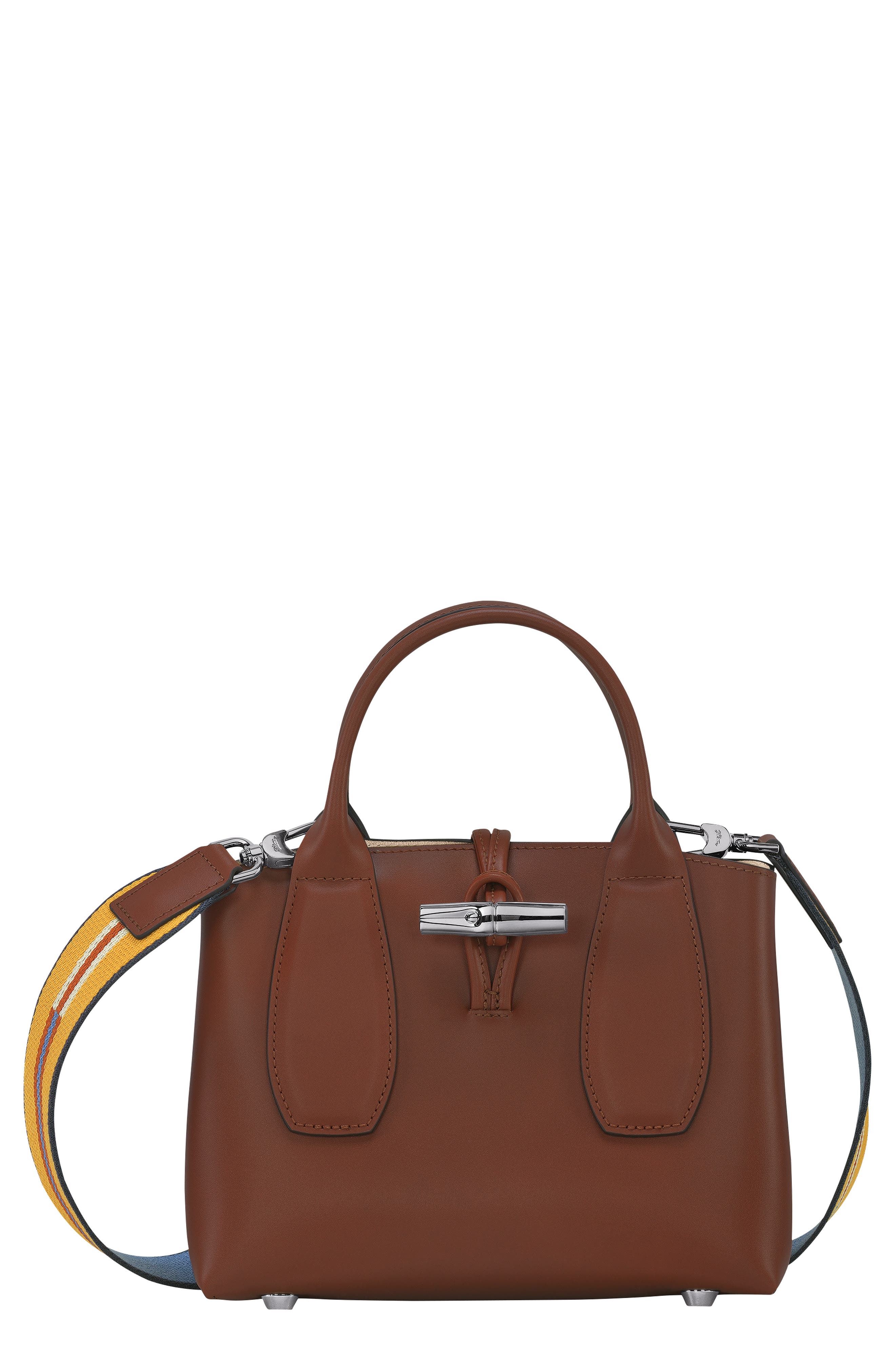 Longchamp Roseau Box Leather Crossbody Bag in Ebony at Nordstrom
