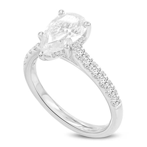 Luvmyjewelry Rasha 14k White Gold Pear Lab Grown Diamond Hidden Halo Engagement Ring In 14k White Gold