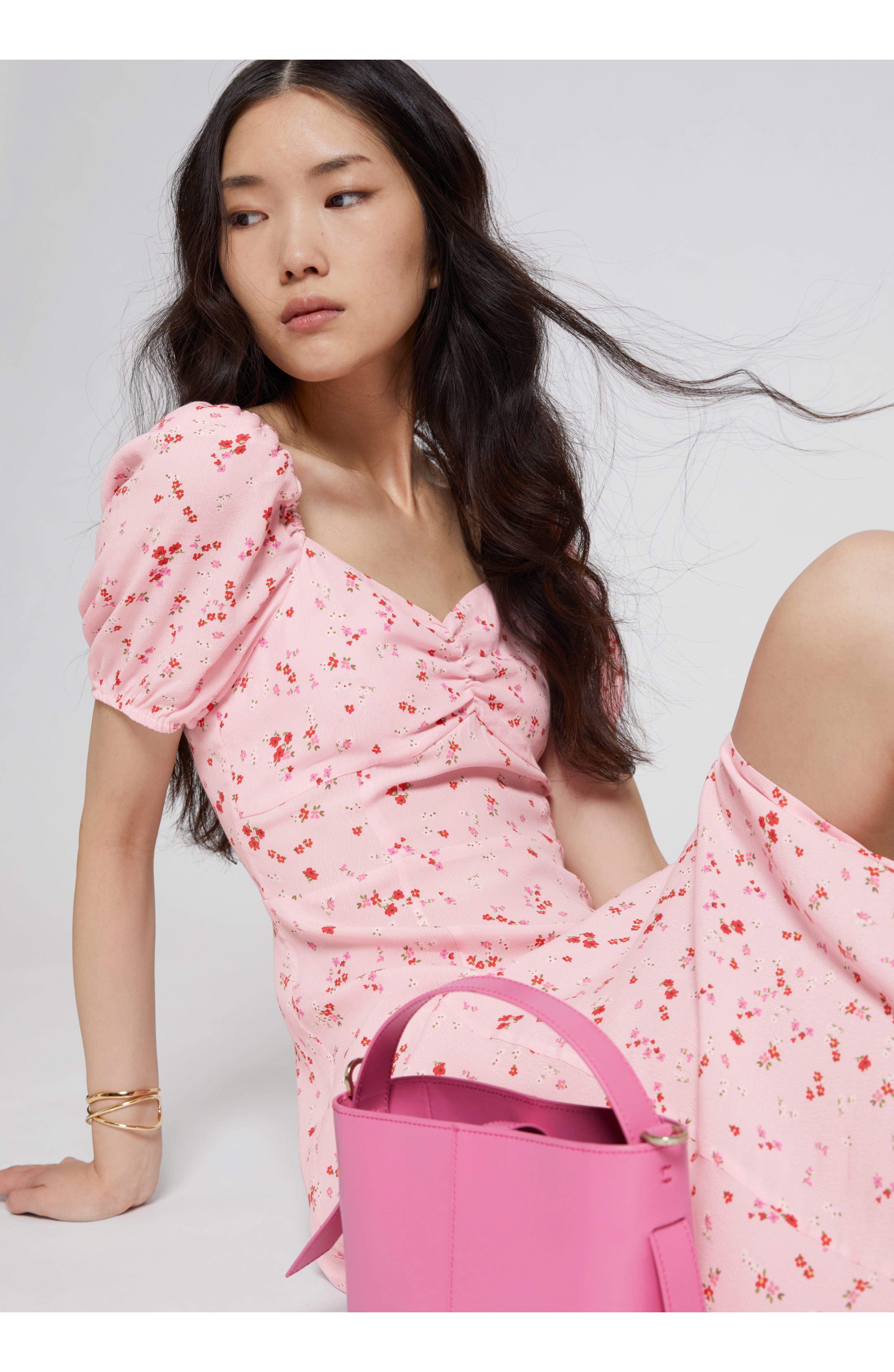 and other stories pink floral dress & Other Stories Print Maxi Satin Slipdress in Pink Medium at Nordstrom, Size 12