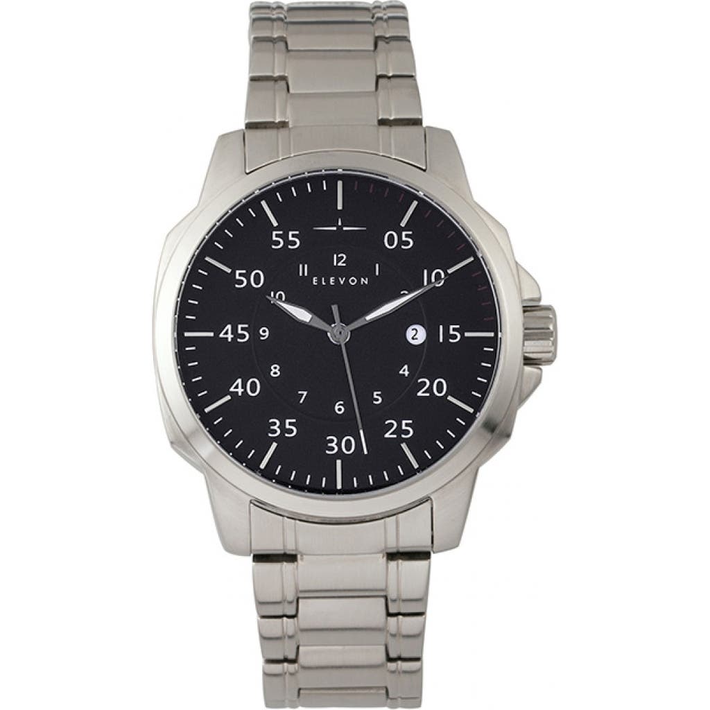 Elevon Hughes Bracelet Watch W/ Date In Silver/black/white