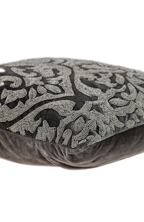 Parkland Collection Carmela Beaded Velvet Throw Pillow In Gray