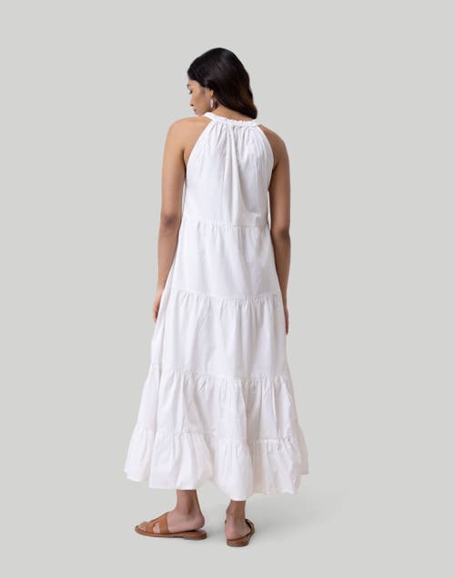 Reistor Embroidered Tiered Maxi Dress In Coconut White