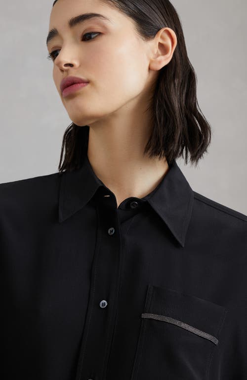 Shop Brunello Cucinelli Crãªpe De Chine Long Shirt In Black