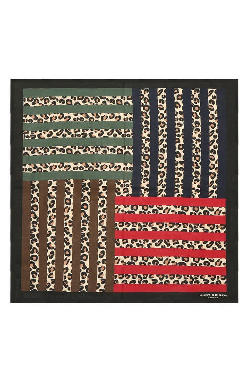 Shop Kurt Geiger London Mixed Stripe Silk Bandana In Leopard Multi