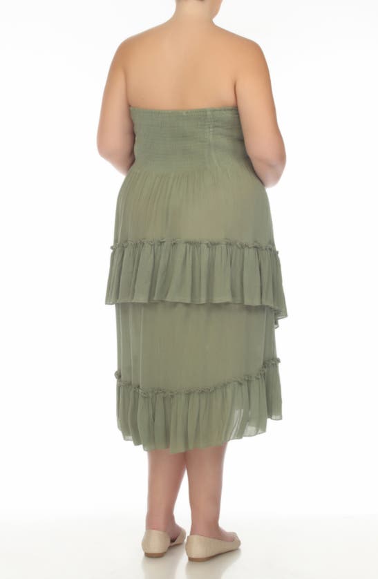 Shop Boho Me Smocked Bandeau Convertible Dress & Skirt In Olive