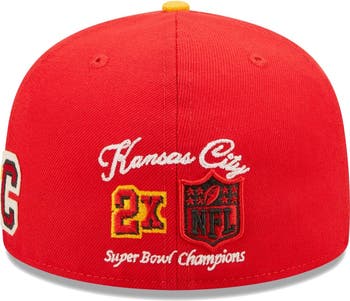 New Era Men's New Era Red/Gold Kansas City Chiefs Super Bowl LIV Letterman  59FIFTY Fitted Hat