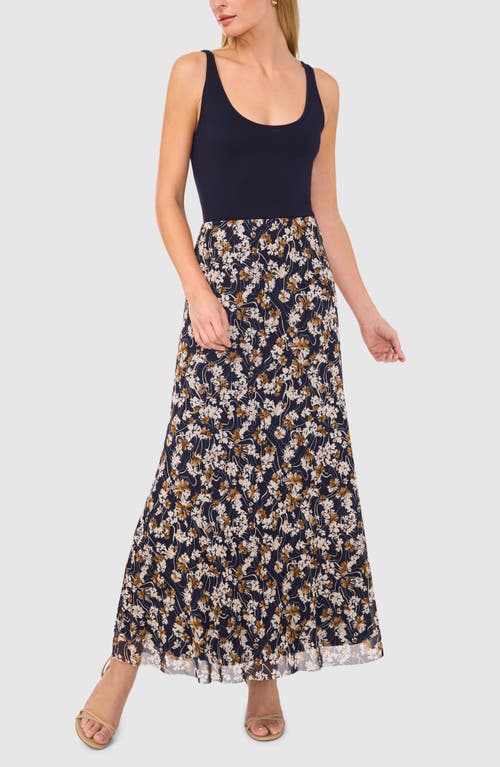 Shop Halogenr Halogen(r) Floral Pull-on Mesh Maxi Skirt In Classic Navy Blue Floral