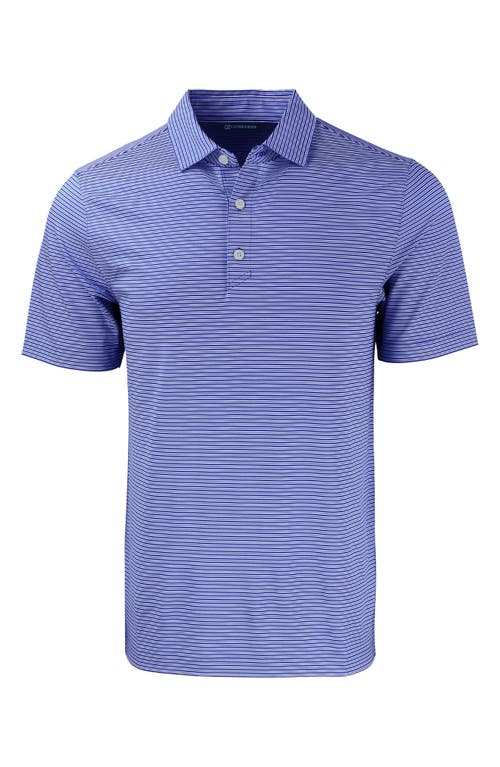 Shop Cutter & Buck Double Stripe Performance Recycled Polyester Polo In Tour Blue/white