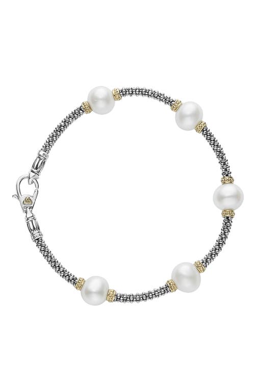 LAGOS Luna Pearl Rope Bracelet in Silver at Nordstrom, Size Small