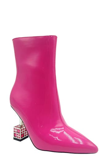 Lady Couture Women's Crown Sculpture Heel Ankle Boots In Fuchsia