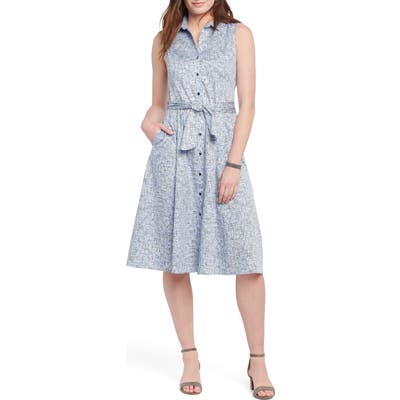 Petite Nic+Zoe Naples Belted Shirtdress, Blue