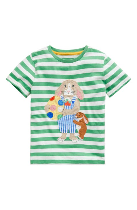Kids' Stripe Bunny Appliqué Cotton T-Shirt (Toddler, Little Kid & Big Kid)