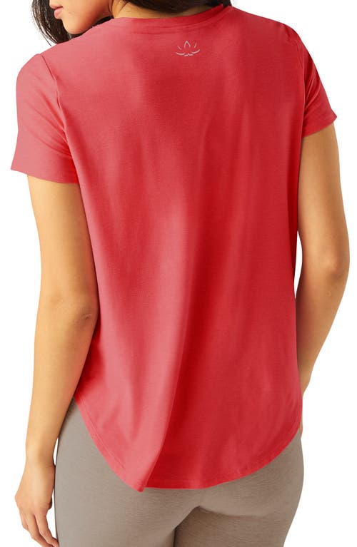 Shop Beyond Yoga On The Down Low T-shirt In Coral Glow Heather