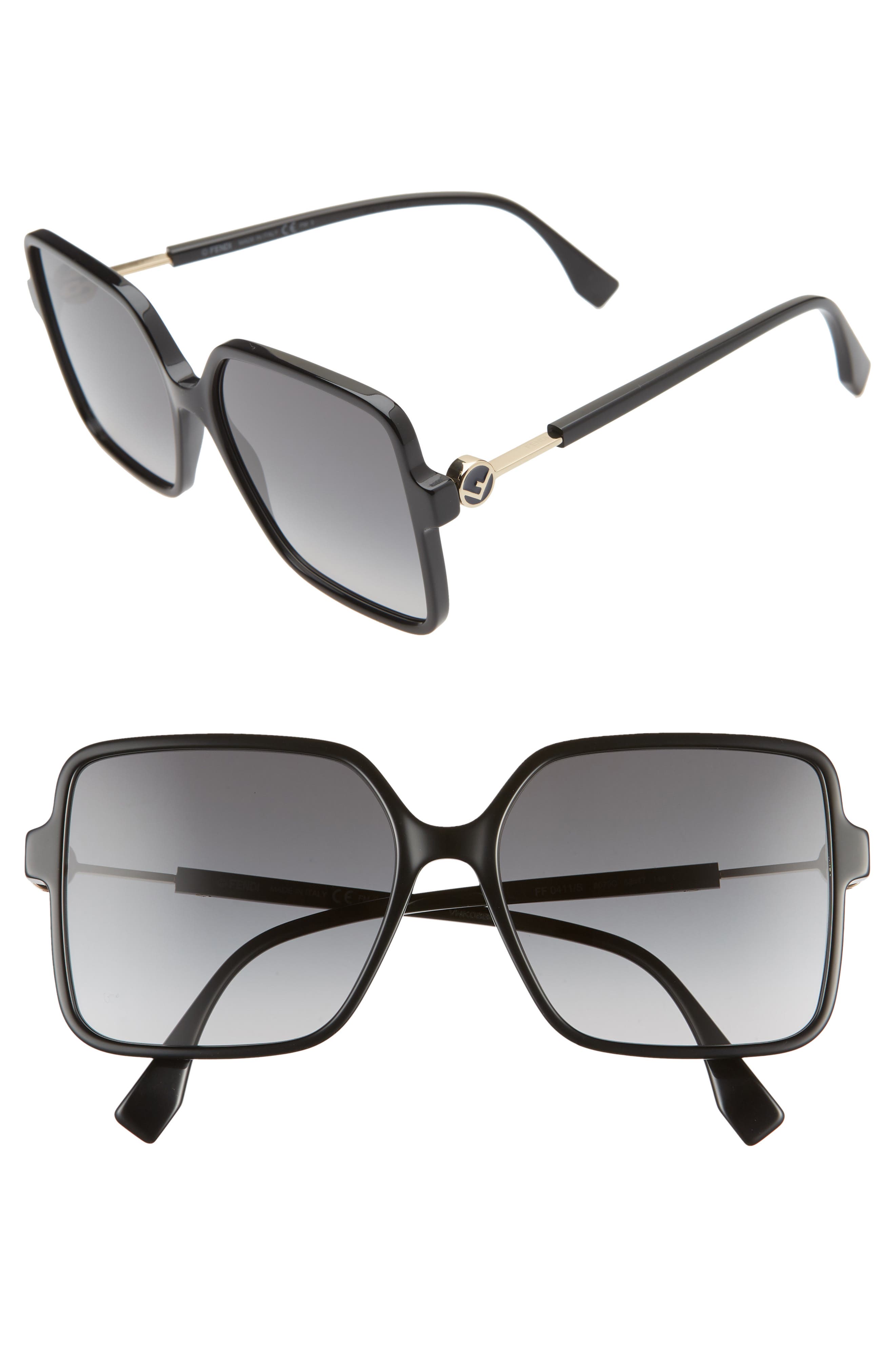 Fendi 58mm Gradient Square Sunglasses 